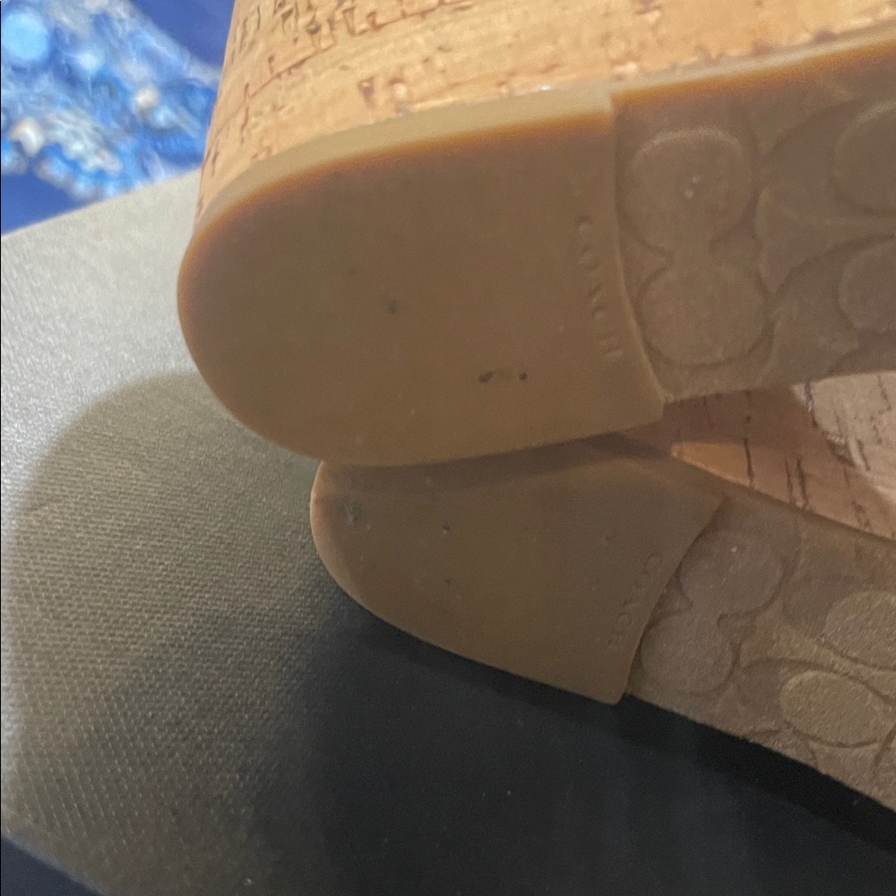 Coach Denim and Tan Cork Wedges - Picture 7 of 8